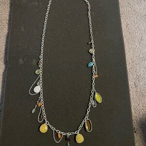 Lia Sophia Silver Necklace with Multi-Color Pendants